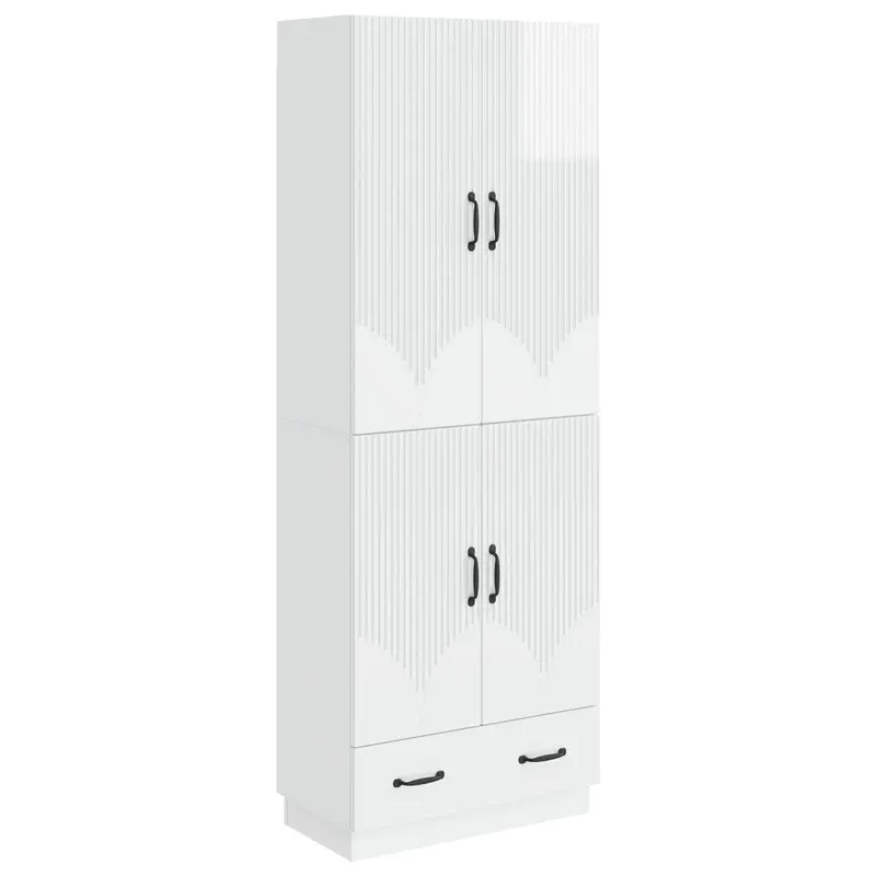 Juego de armarios 2 pcs Blanco Brillante Madera de ingeniería
