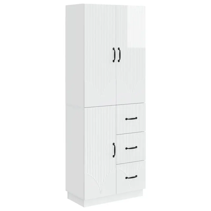 Juego de armarios 2 pcs Blanco Brillante Madera de ingeniería
