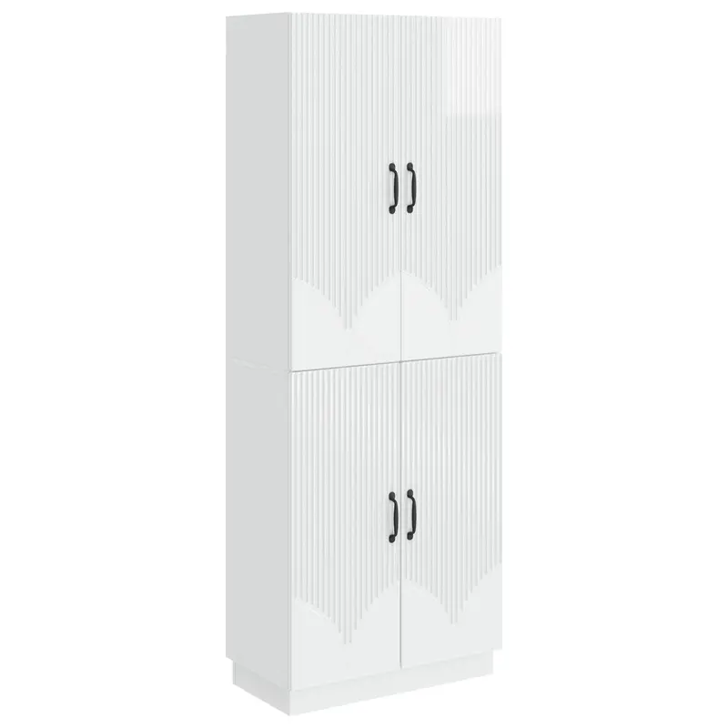 Juego de armarios 2 pcs Blanco Brillante Madera de ingeniería
