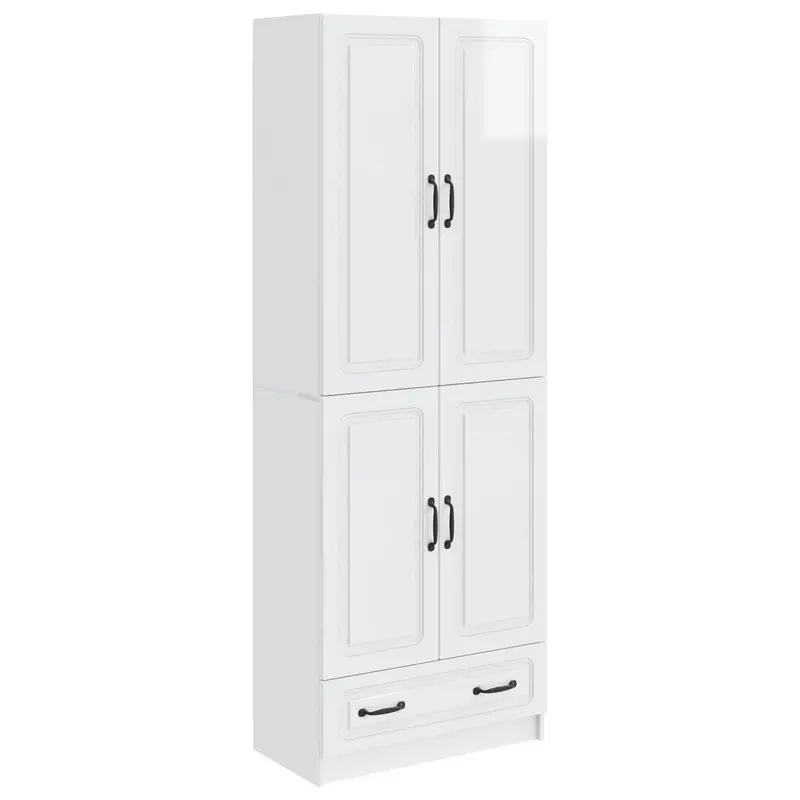Juego de armarios 2 pcs Blanco Brillante Madera de ingeniería