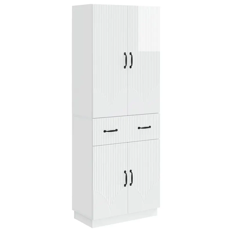 Juego de armarios 2 pcs Blanco Brillante Madera de ingeniería