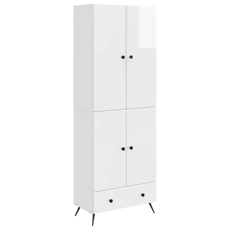 Juego de armarios 2 pcs Blanco Brillante Madera de ingeniería