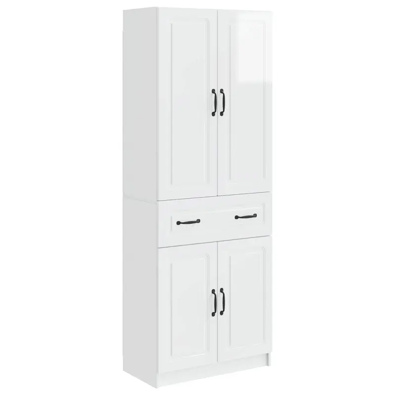 Juego de armarios 2 pcs Blanco Brillante Madera de ingeniería
