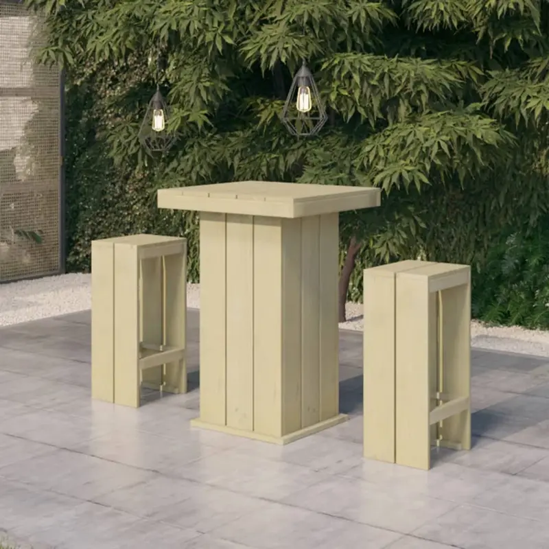 Juego de bar de jardín 3 piezas madera de pino impregnada