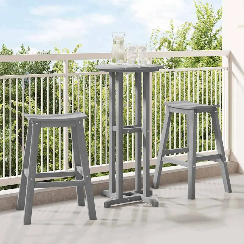 Juego de Bar en el Jardín 3 pcs Gris Claro HDPE