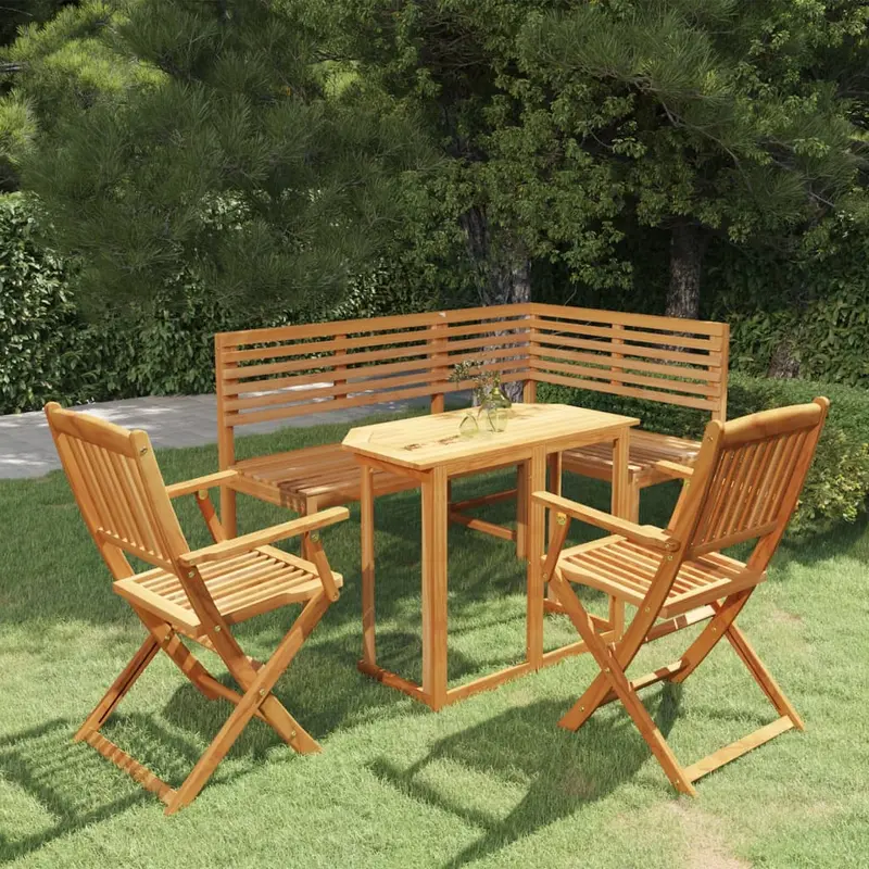 Juego de bistró para jardín 4 piezas madera maciza de acacia