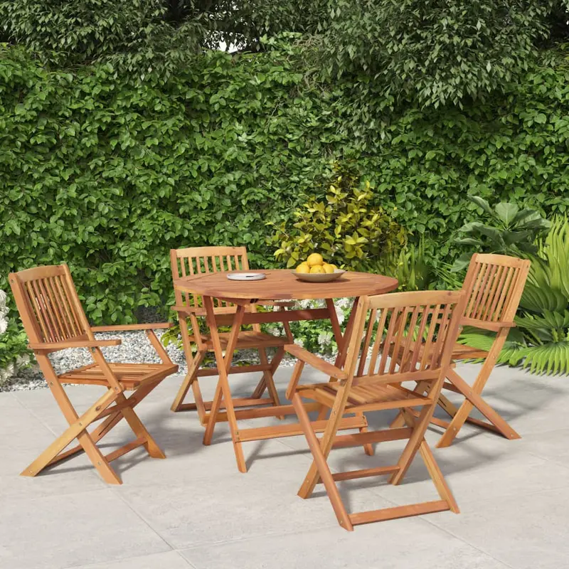 Juego de comedor de jardín 5 piezas madera maciza de acacia