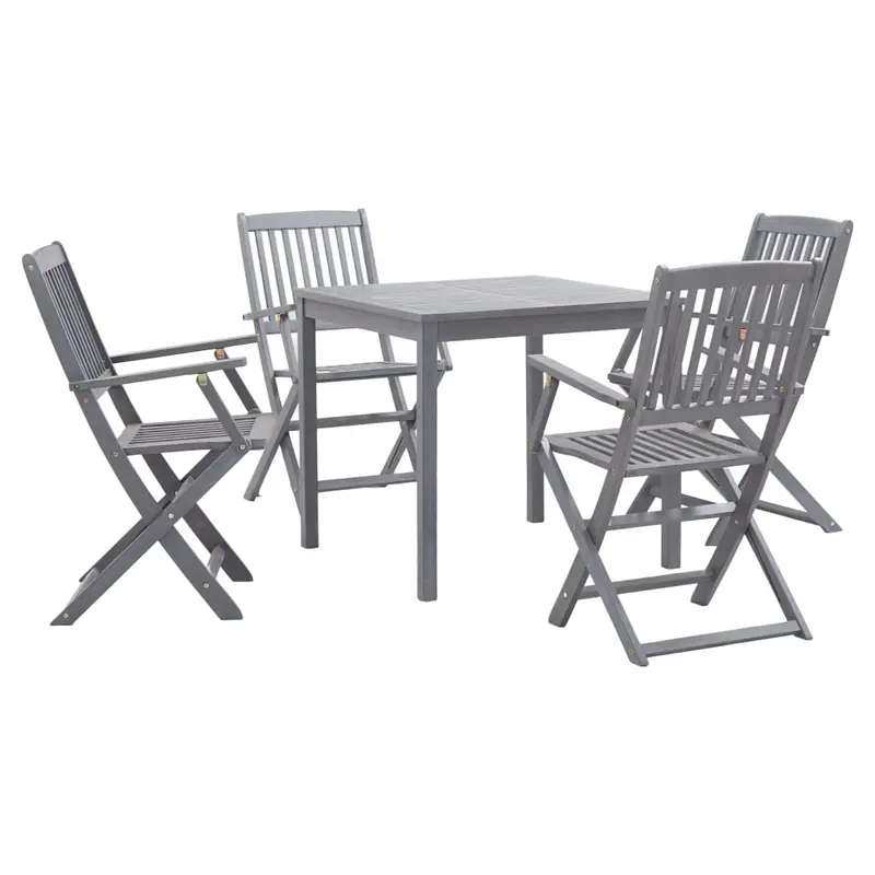 Juego de comedor de jardín 5 pzas madera maciza de acacia gris