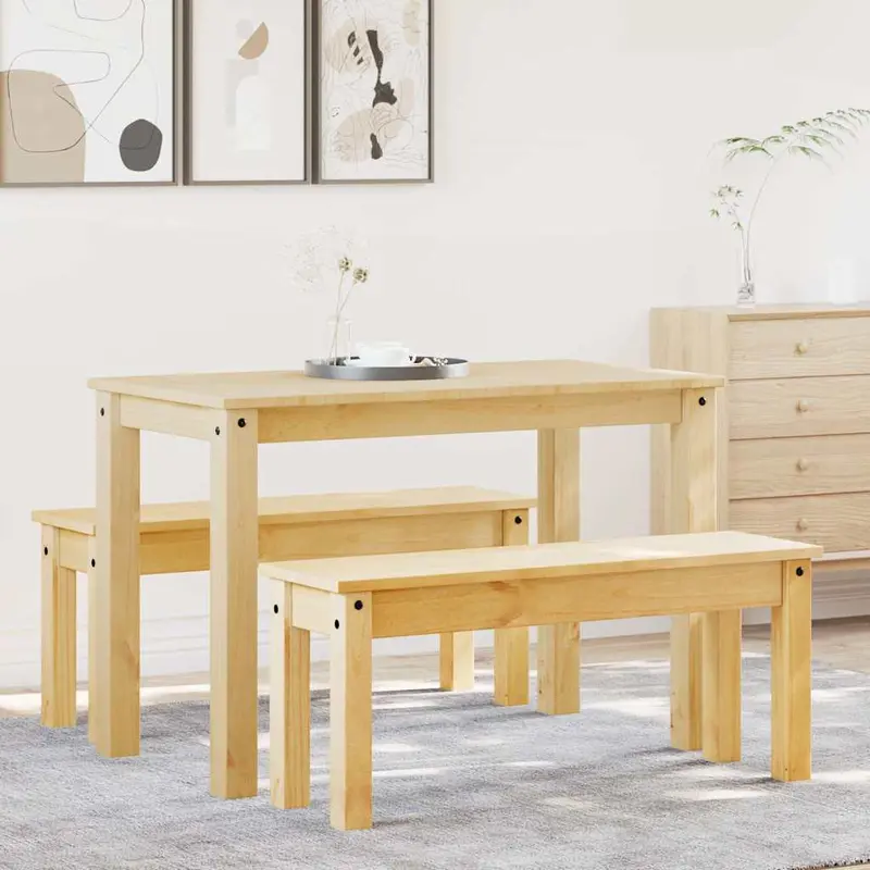 Juego de comedor PANAMA 3 pzas madera maciza de pino
