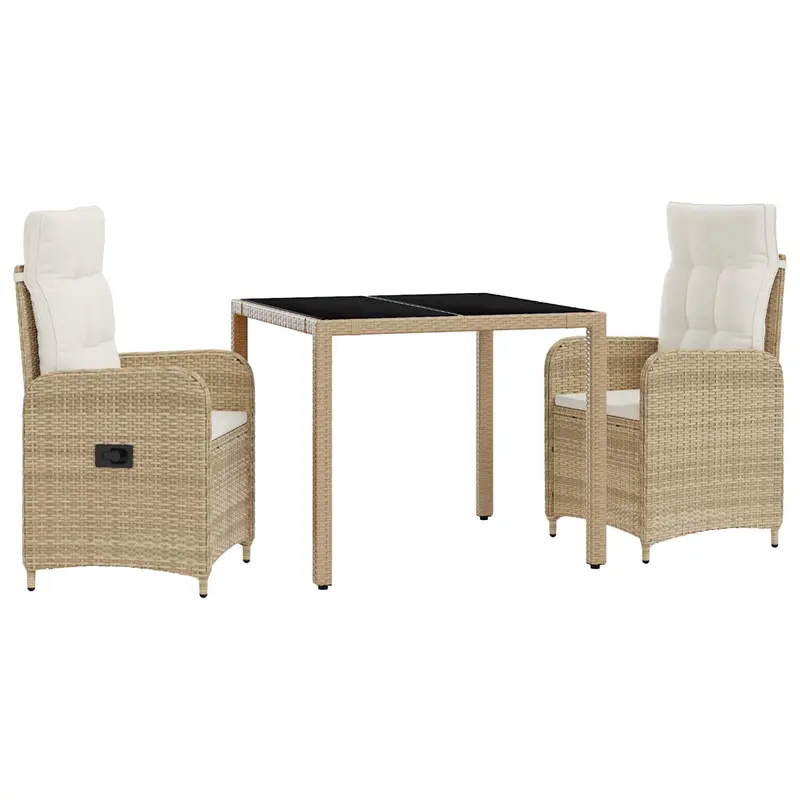 Juego de comedor para exteriores 3 pcs Beige y blanco crema