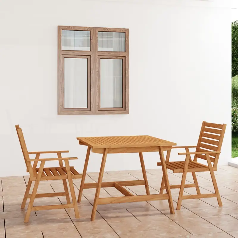Juego de comedor para jardín 3 piezas madera maciza de acacia