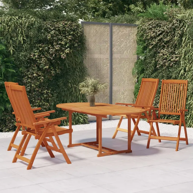 Juego de comedor para jardín 5 pzas madera maciza de eucalipto
