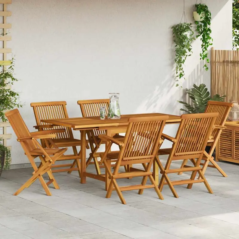 Juego de comedor para jardín 7 piezas madera maciza teca