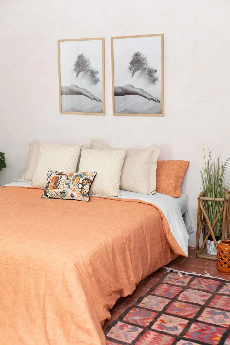 Juego de funda nórdica y funda almohada Naranja Tostado