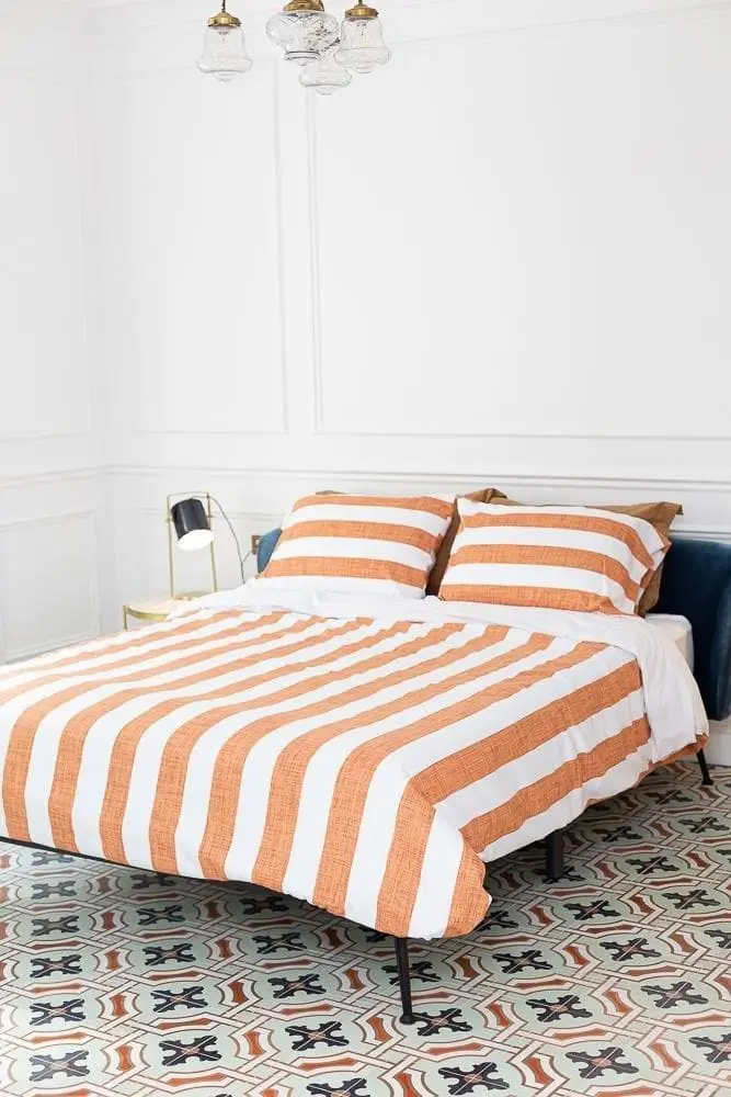 Juego de funda nórdica y funda almohada Raya Naranja