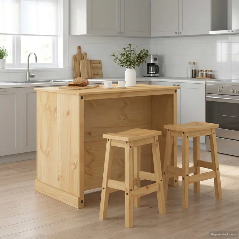 Juego de isla de cocina 3 pcs Cera de Miel Pino macizo