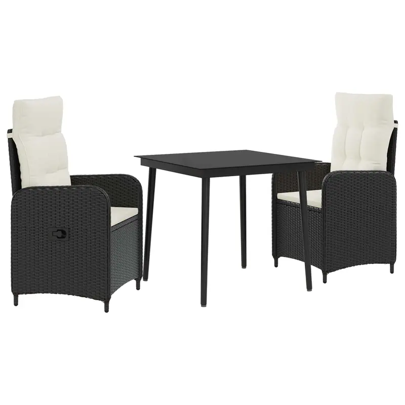 Juego de mesa y sofá con cojín 3 pcs Negro y Crema