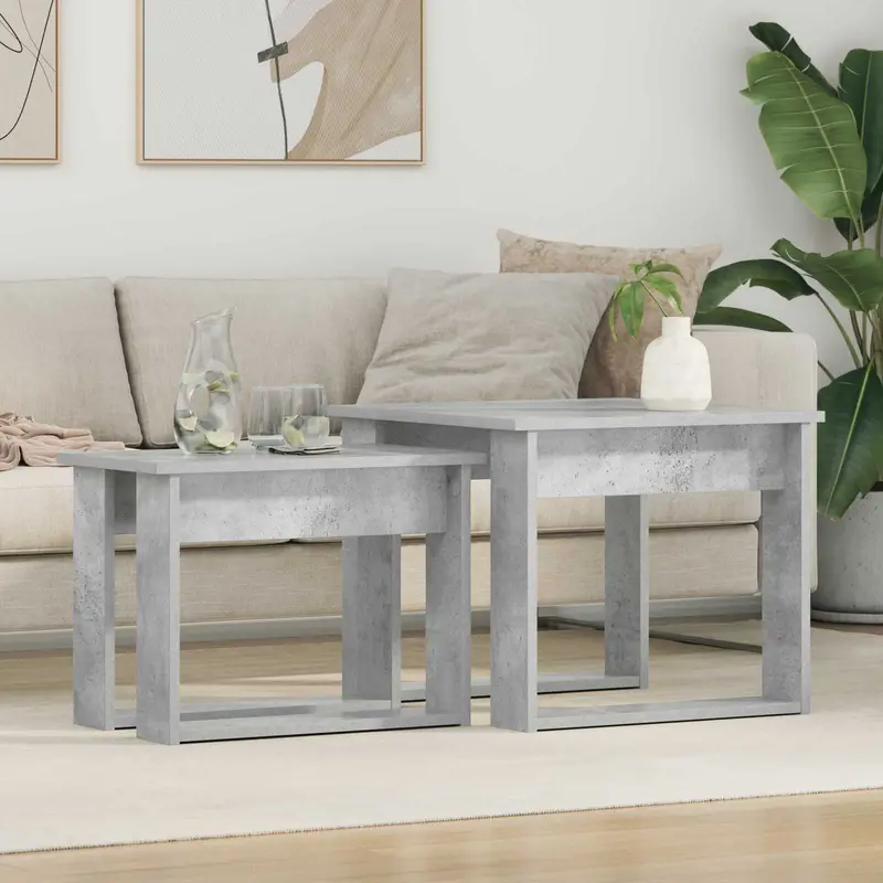 Juego de Mesas de Centro 2 pcs Gris Concreto