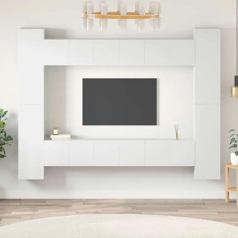 Juego de mueble para TV de 10 piezas aglomerado blanco