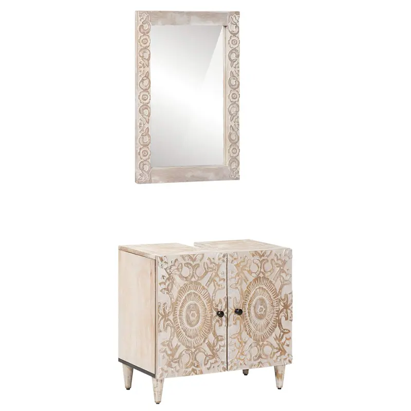 Juego de muebles de baño 2 pcs Madera de mango maciza