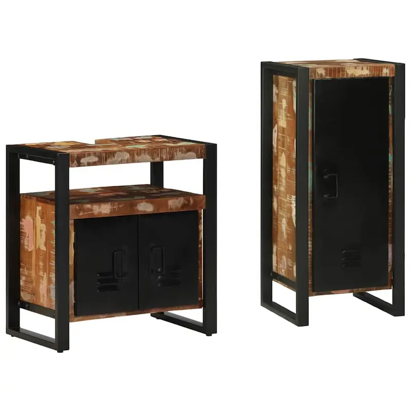 Juego de muebles de baño 2 pcs Madera sólida recuperada