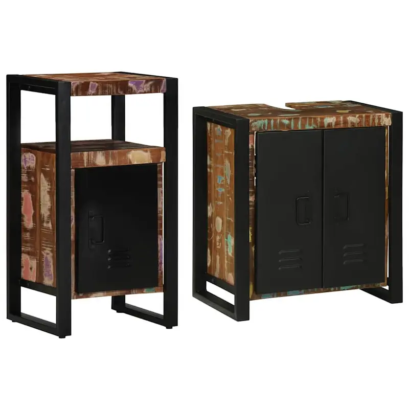 Juego de muebles de baño 2 pcs Madera sólida recuperada