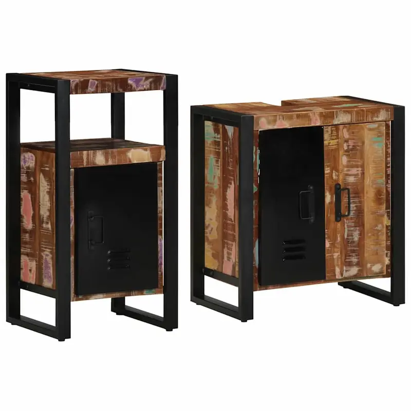 Juego de muebles de baño 2 pcs Madera sólida recuperada
