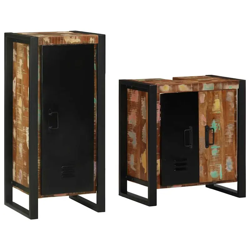 Juego de muebles de baño 2 pcs Madera sólida recuperada