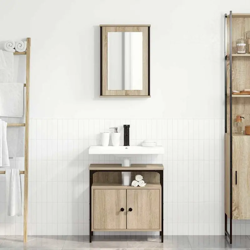 Juego de muebles de baño 2 pcs Marrón Madera contrachapada