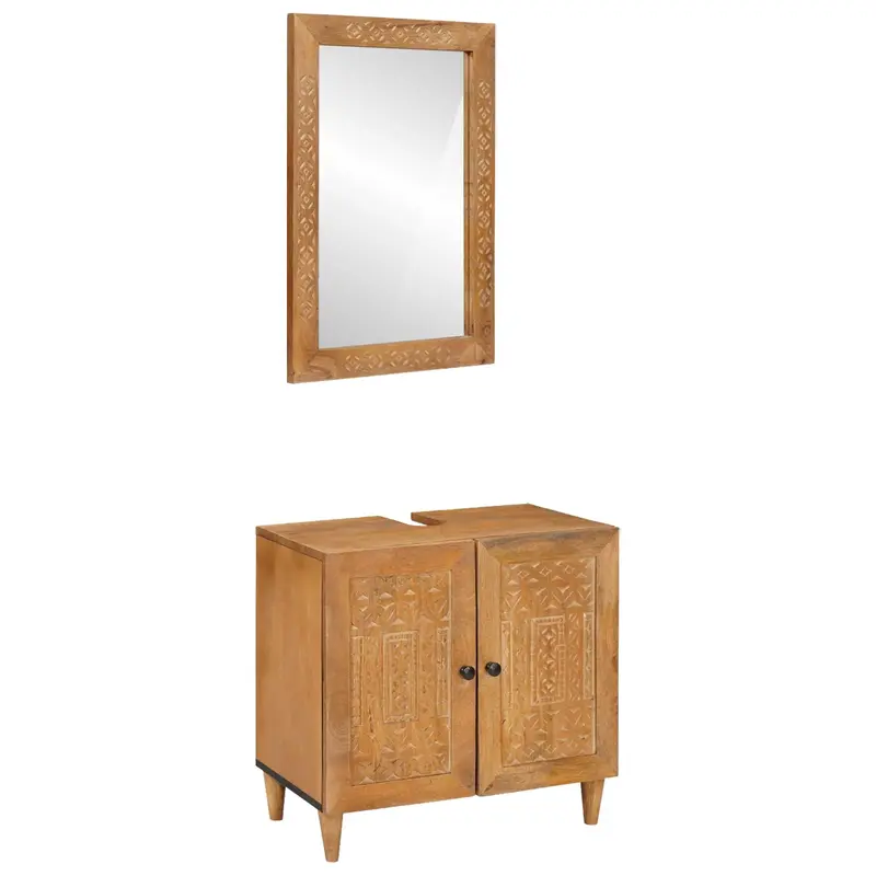 Juego de muebles de baño 2 pcs Marrón Madera de ingeniería