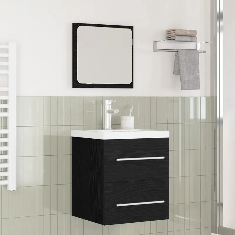 Juego de muebles de baño 2 pcs Roble Negro Madera de ingeniería