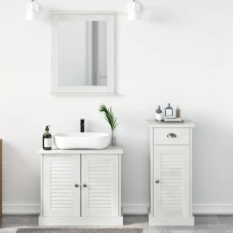 Juego de muebles de baño 3 pcs antiguo Madera de pino macizo