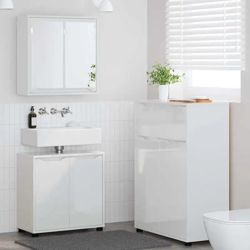 Juego de muebles de baño 3 pcs brillante Madera contrachapada