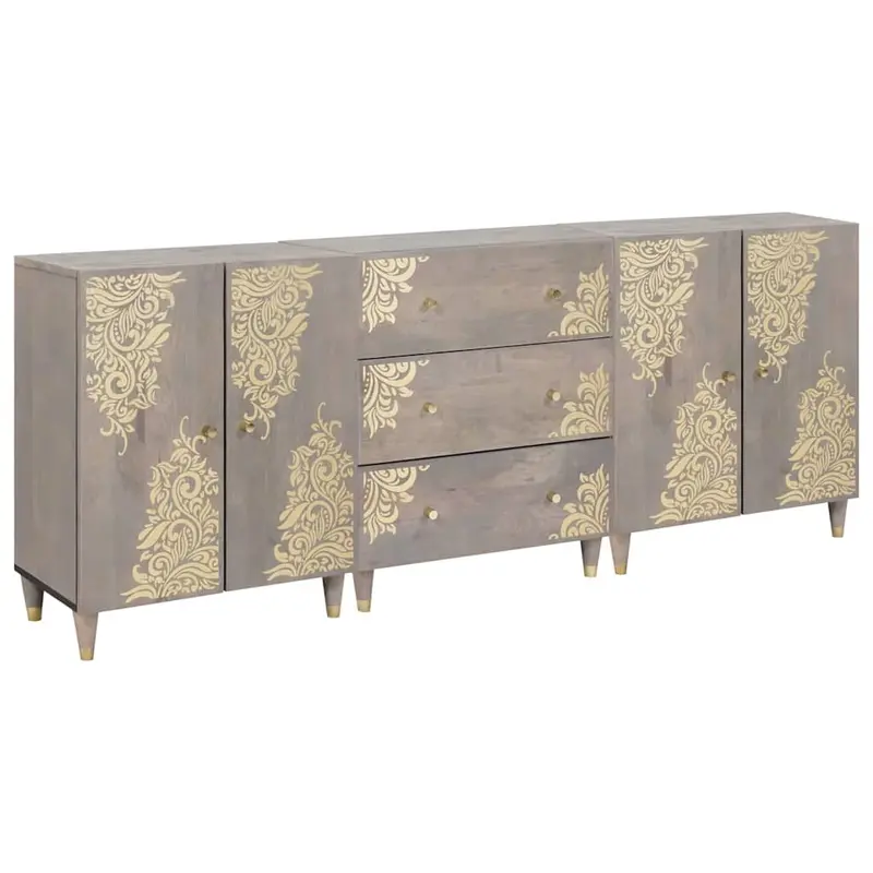 Juego de Muebles de Baño 3 pcs Gris y dorado 180 x 33 x 75 cm