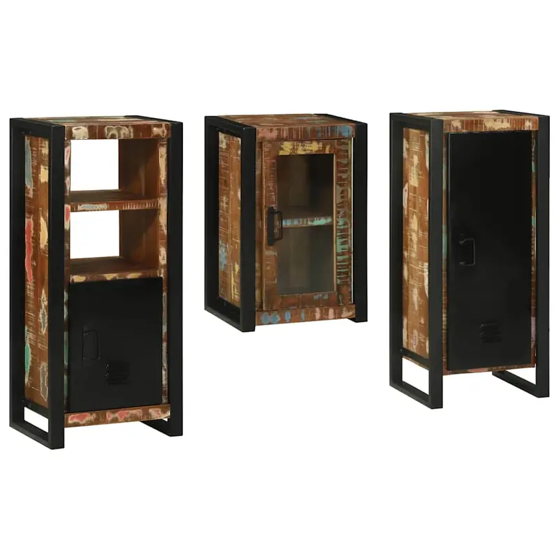 Juego de muebles de baño 3 pcs Madera reciclada maciza
