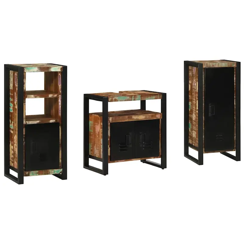 Juego de muebles de baño 3 pcs Madera sólida recuperada