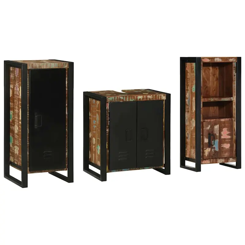 Juego de muebles de baño 3 pcs Madera sólida recuperada