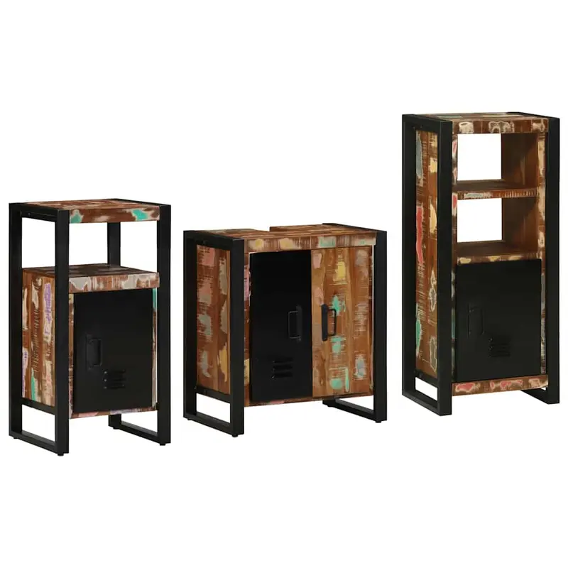Juego de muebles de baño 3 pcs Madera sólida recuperada