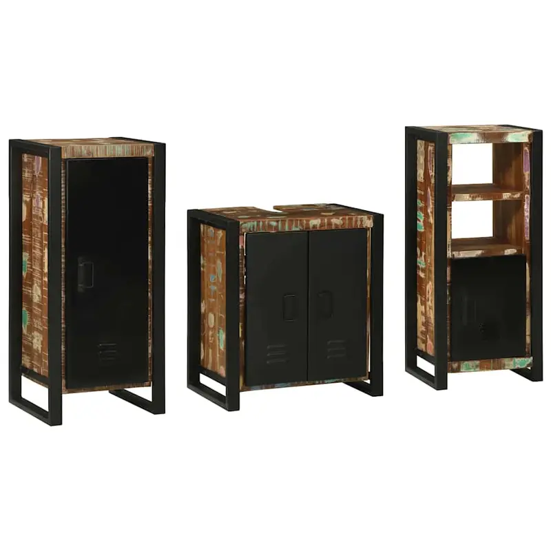 Juego de muebles de baño 3 pcs Madera sólida recuperada