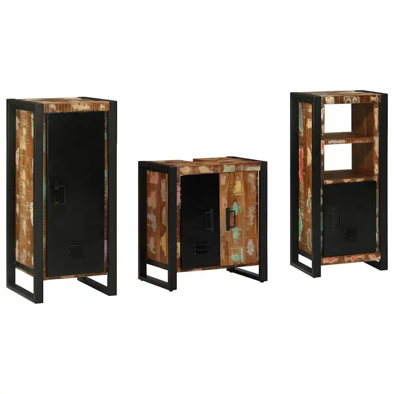 Juego de muebles de baño 3 pcs Madera sólida recuperada