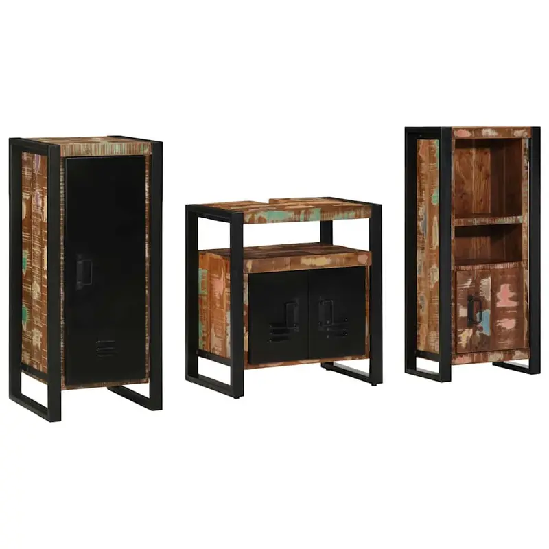 Juego de muebles de baño 3 pcs Madera sólida recuperada