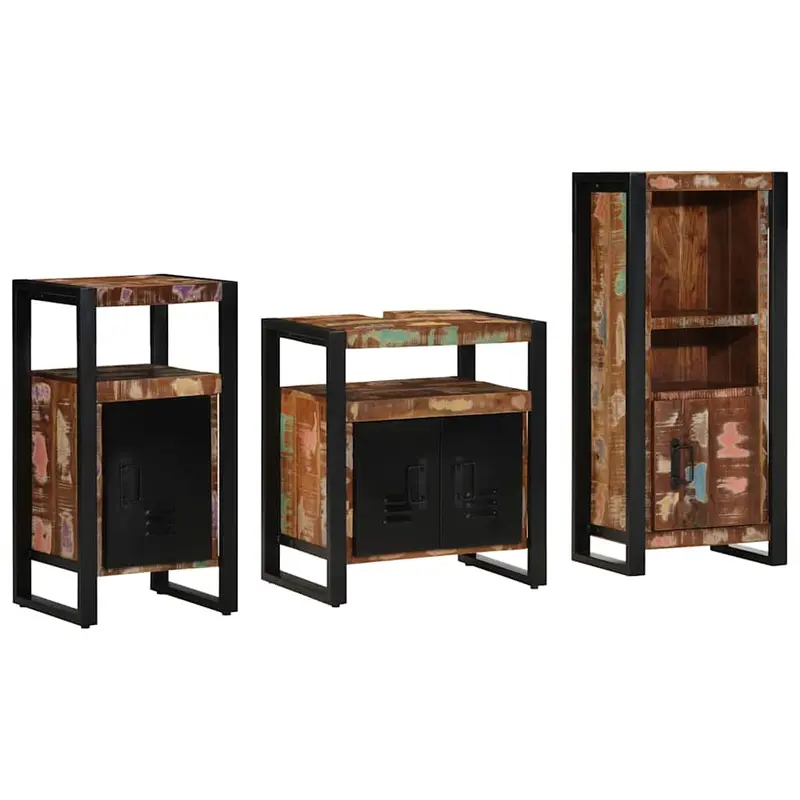 Juego de muebles de baño 3 pcs Madera sólida recuperada
