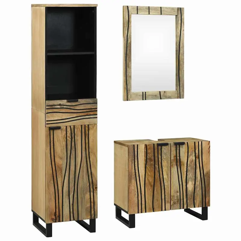 Juego de muebles de baño 3 pcs Marrón Madera de ingeniería