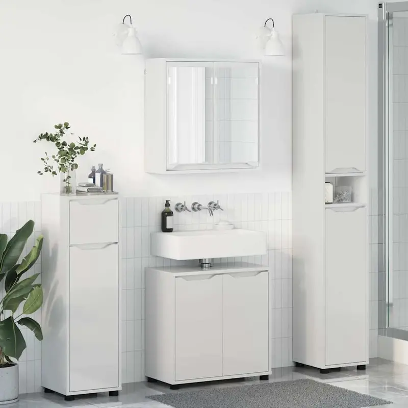 Juego de muebles de baño 4 pcs brillante Madera contrachapada