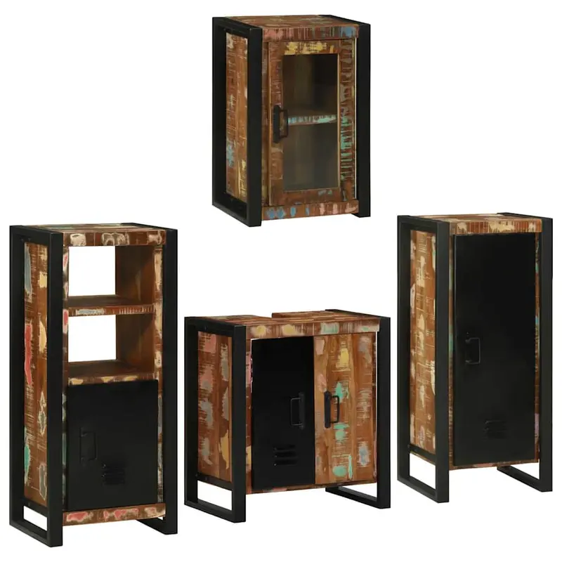 Juego de muebles de baño 4 pcs Madera reciclada maciza