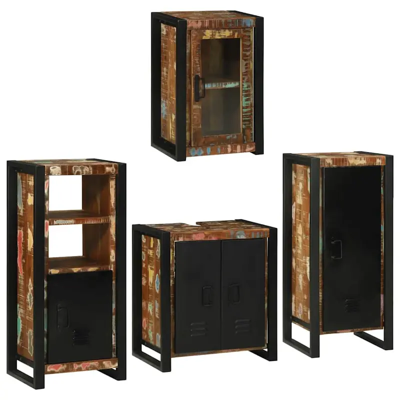 Juego de muebles de baño 4 pcs Madera reciclada maciza