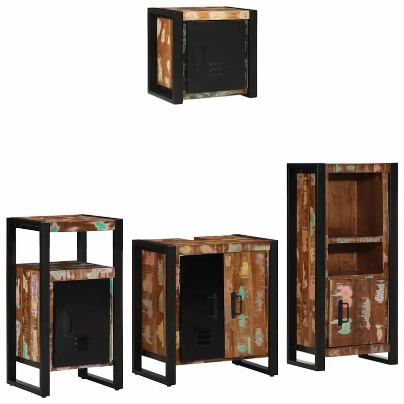 Juego de muebles de baño 4 pcs Madera sólida recuperada