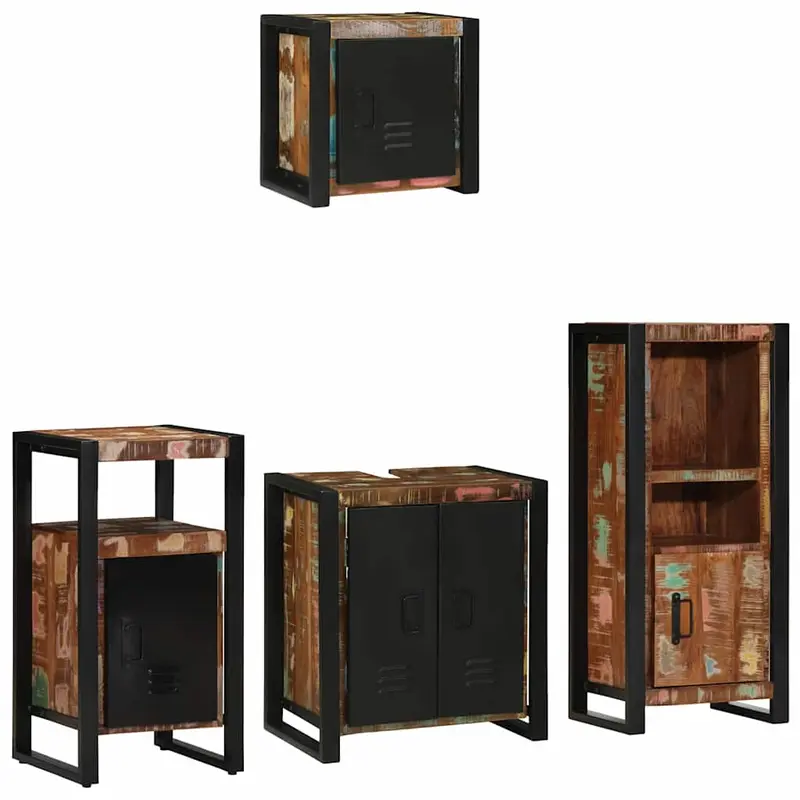 Juego de muebles de baño 4 pcs Madera sólida recuperada