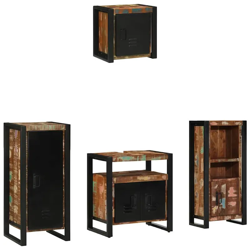 Juego de muebles de baño 4 pcs Madera sólida recuperada