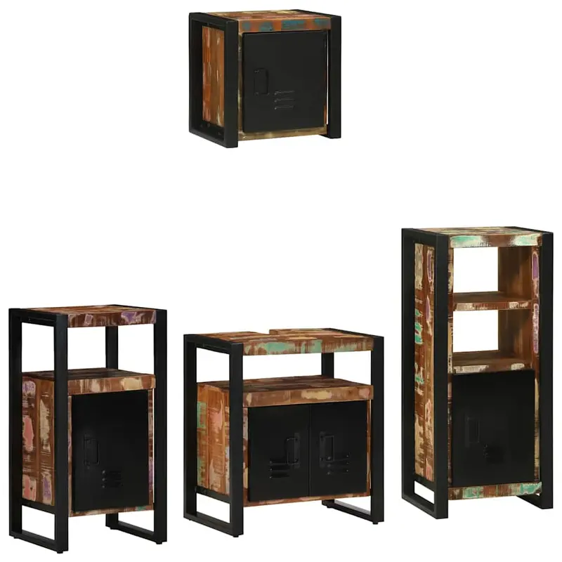 Juego de muebles de baño 4 pcs Madera sólida recuperada